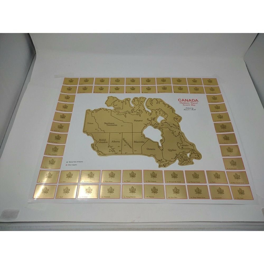 Canada Outdoors Travel Scratch Map All 48 National Parks Bonus 20x16in 52x41cm